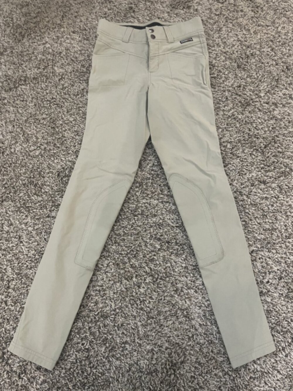 NEW Kids XL Kerrits Riding Breeches, Crossover II Knee Patch with Pockets, Sand